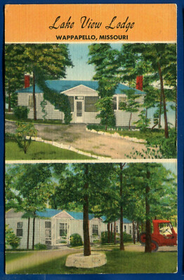 Lake View Lodge Wappapello Lake Missouri mo linen postcard