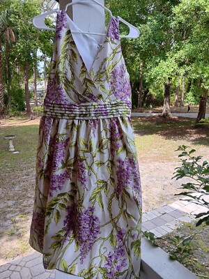 purple rockabilly dress Hailey Morgan Purple Floral Sleeveless Dress 50's rockabilly Sz 12