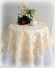 Daisy Table Topper Butter Yellow For Spring Large 43" Tablecloth Doily Easter