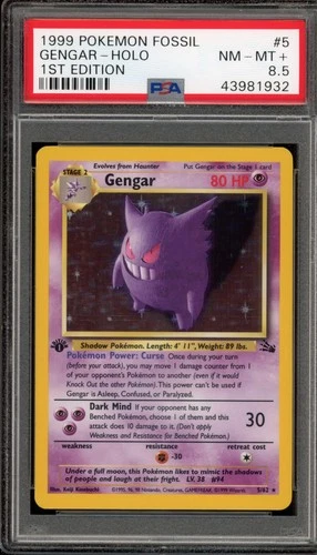 Pokemon Gengar Fossil 1st Edition Holo Rare #5 PSA 8.5