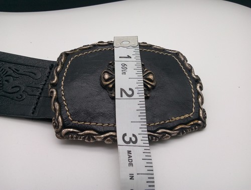 Sangiorgio italienischer Ledergürtel Damen LG schwarz geprägte verzierte Schnalle 11590 - Bild 11 von 16