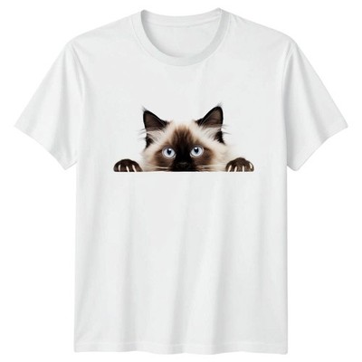 Peeking Stoffpuppe Katzengesicht T-Shirt Stoffpuppe Siamkatzen Geschenk für Sie und Ihn