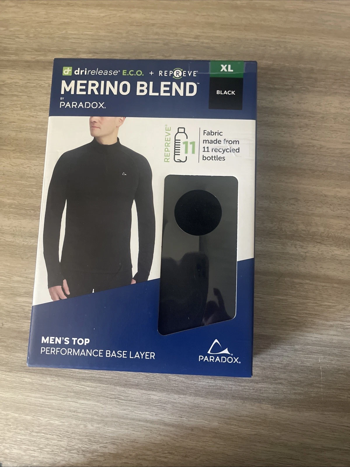 Men's PARADOX Merino Blend XL with DriRelease Black Wool Blend Base Layer