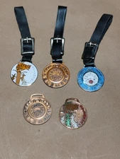 Lot of 5 Delemont Pocket Watch Fobs - 3 Enamel