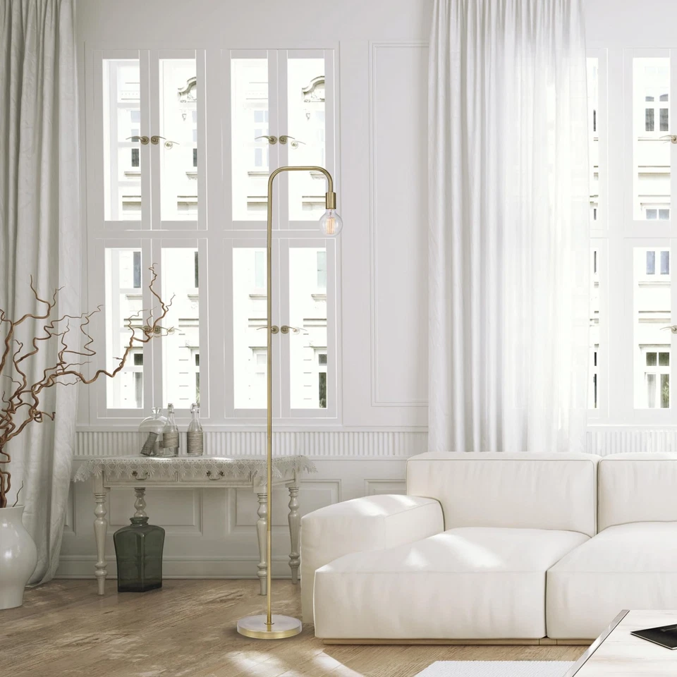 Lâmpada de assoalho 67068 Holden 70, latão fosco, interruptor de pé liga/desliga em linha - Imagem 3 de 4