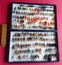 GRANDE COLLEZIONE DI ESCHE MOSCA SALMONE ARTIFICIALE IN SCATOLA RETRÒ