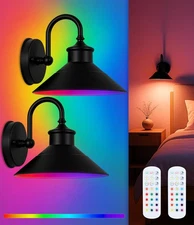 Rechargeable Battery Operated Wall Sconce Set of 2 – RGB Wireless Wall Sconce...