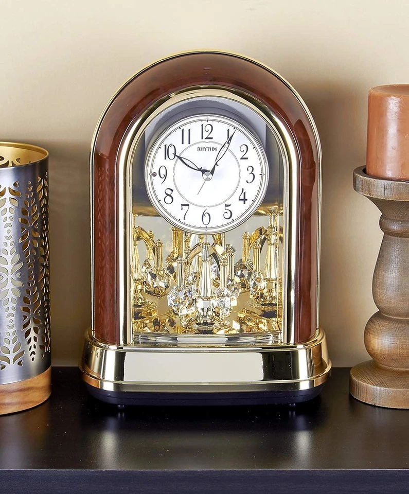 "Crystal Dulcet II" Musical Motion Mantel Clock, Woodgrain - Image 3 of 4