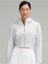 Lululemon Scuba Full-Zip Cropped Hoodie Heathered Ultra Light Grey Size 8