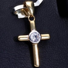 3.0CT Round Cut Moissanite Cross Pendant 14K White Gold Plated Christmas Gift