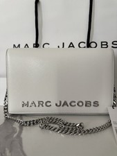 MARC JACOBS Party Wallet On a Chain Crossbody Bag Clutch White Silver