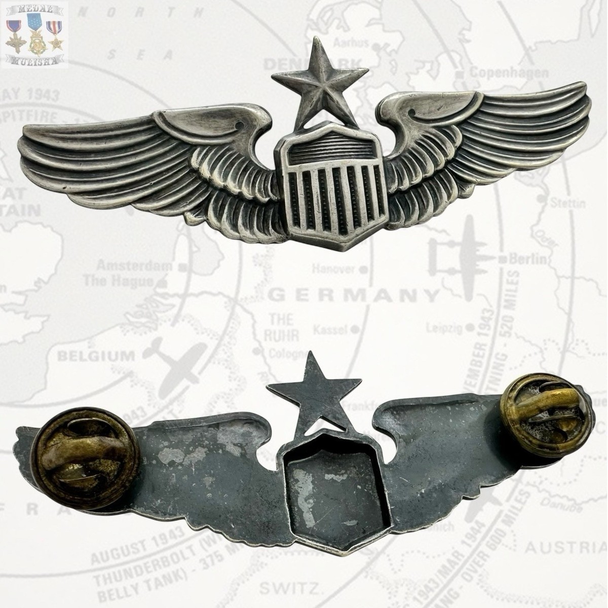 WWII VETERAN'S 1940'S - KOREAN WAR AIR FORCE SENIOR PILOT WINGS 3