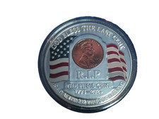 1 RARE Final Penny Tribute Commemorative Medal 2025 Lincoln RIP Tombstone Cent