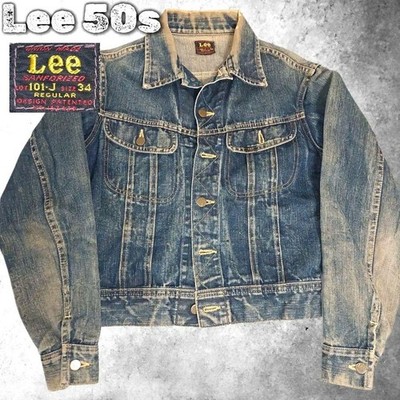 LEE 101J Red Tag Vintage Denim Jacket Size 34 50s USA Made Faded Buttoned Used