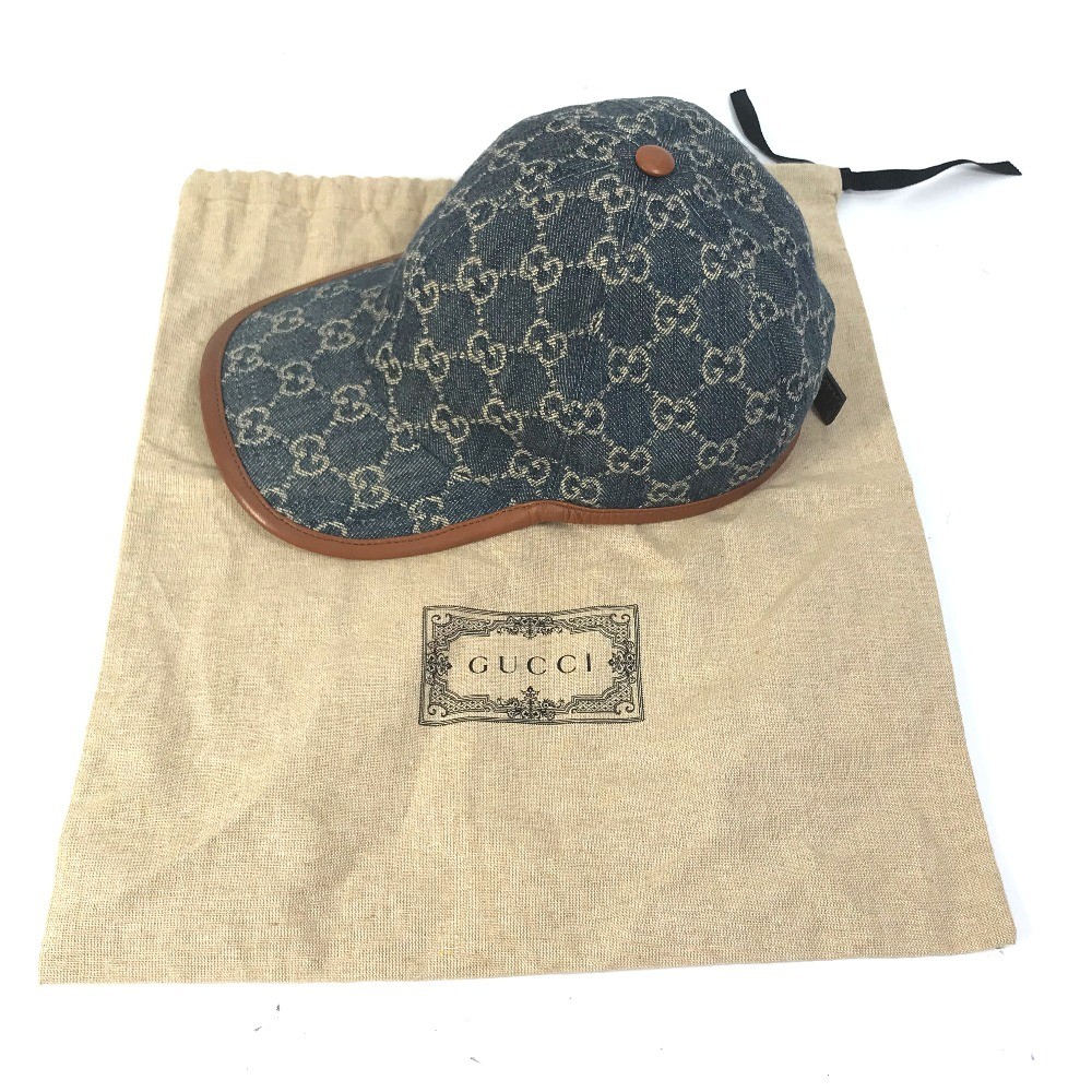 GUCCI 656206 Denim GG logo hat cap baseball cap GGCanvas Navy