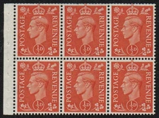 GB KGVI 1950 Booklet Pane SG503d Upright Watermark U/M MNH (TT501)