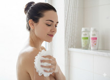 Simple Luxury Shower Gel Duo Gift Set with 2 Body Washes & Soft Shower Puff