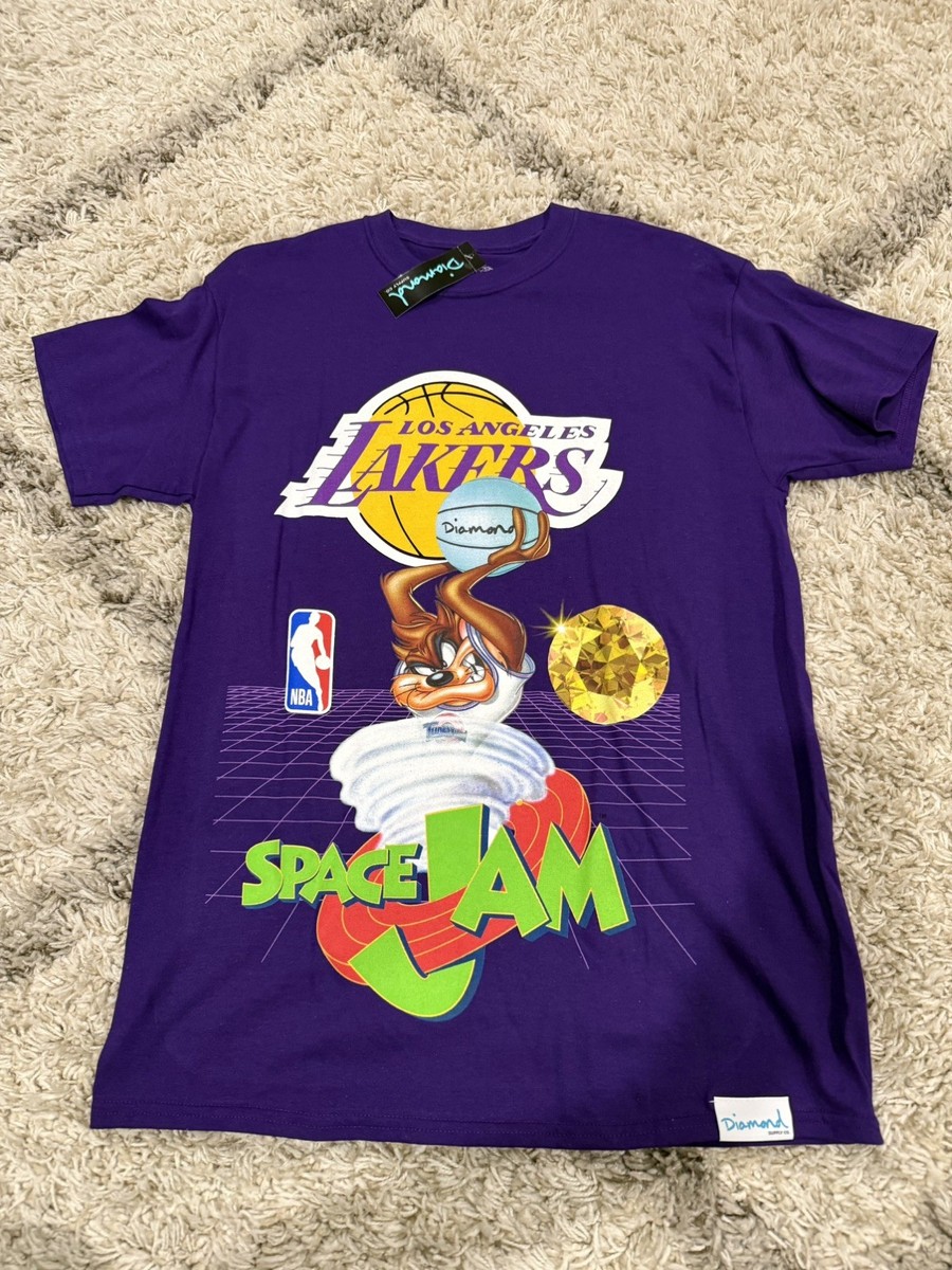 Diamond Supply Co Purple Space Jam Los Angeles Lakers Men's T-shirt Size Medium 