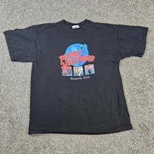 Vintage Planet Hollywood Shirt Mens Large Black Atlantic City USA Made 90s Cards