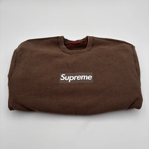 Logo Supreme boîte lavée col rond marron SS25 taille S EN MAIN