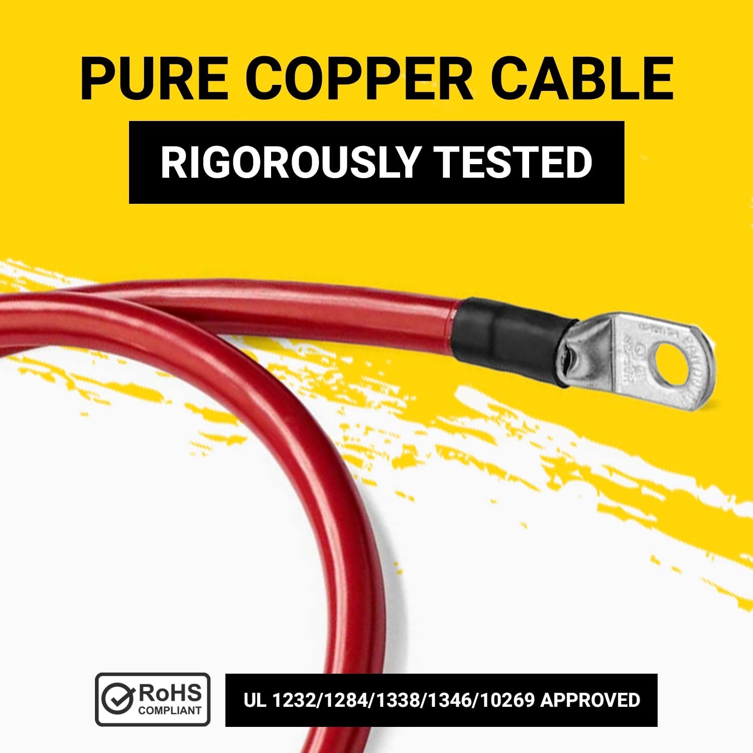 3 Ft 2 AWG Heavy-Duty Battery Cable - 100% Copper, Made in USA, Red & Black