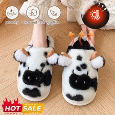 Fashionable Warm Cow Slippers Indoor Thick Soled Home Cotton Anti Slip Shoes