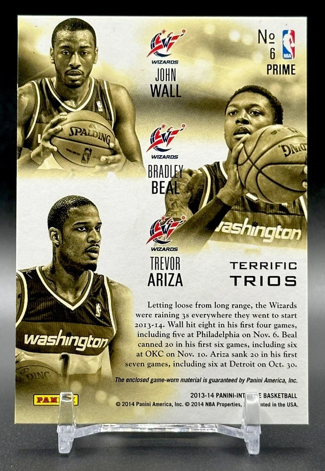 2013-14 Panini Intrigue WALL/BEAL/ARIZA Trios TRIPLE PATCH #21/25 - Wizards - Image 2 of 2