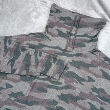 Maurices Fleece Camo Cowl Neck Sweater Women 2X Top Drawstring Super Soft Funnel