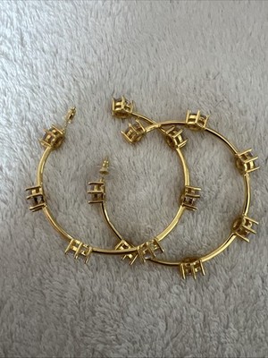 Large Hoop Earring Golden Color - Large Crystal New
