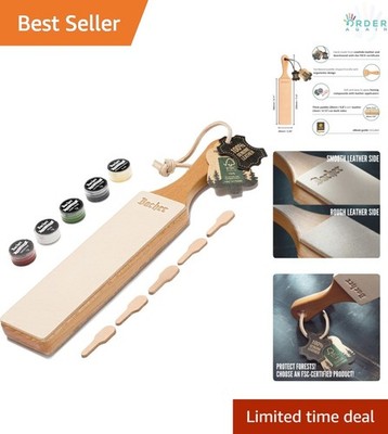 Leather Strop for Knife Sharpening Double Sided Polishing Kit for Straight Ra...