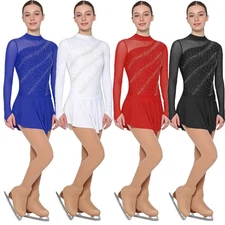 Womens Outfits Gymnastics Dancewear Performances Dress Shiny Costume Roller