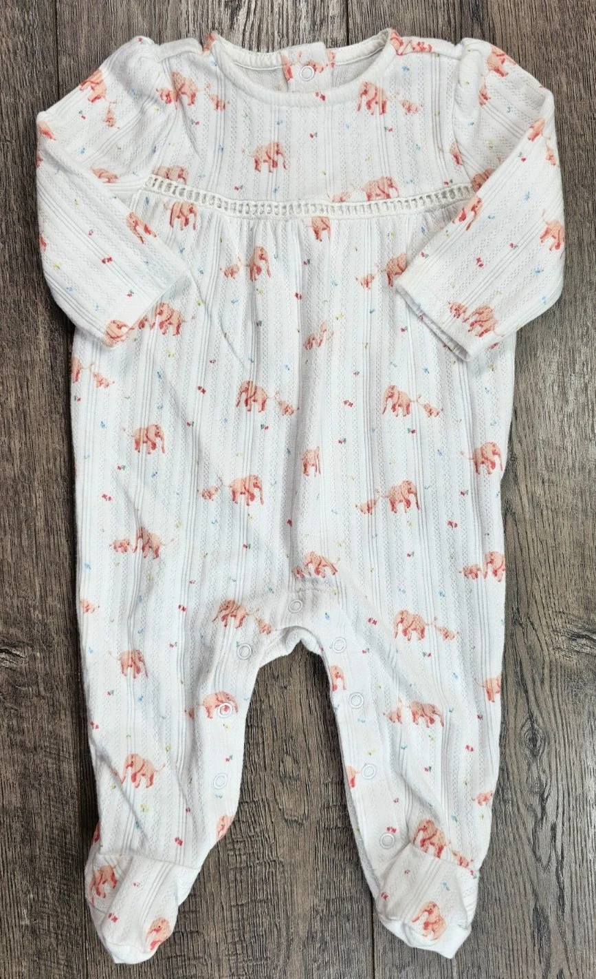 Baby Girl Clothes Janie & Jack 0-3 Month Pink Elephant Footed Outfit