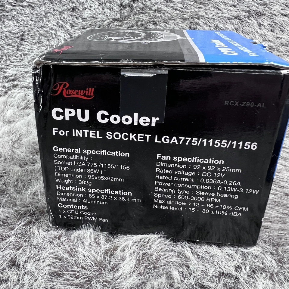 Rosewill CPU Cooler Fan Heatsink for Intel Socket LGA775/1155/1156 NEW OPEN BOX - Image 4 of 4