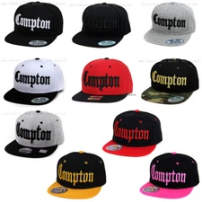 COMPTON Hat Cap 3D Embroidered Snapback Size Adjustable Flat Bill Baseball Cap