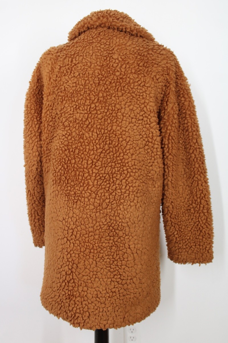 J Crew S Brown Textured Fuzzy Faux Fur Teddy Bear Coat H0513 | eBay