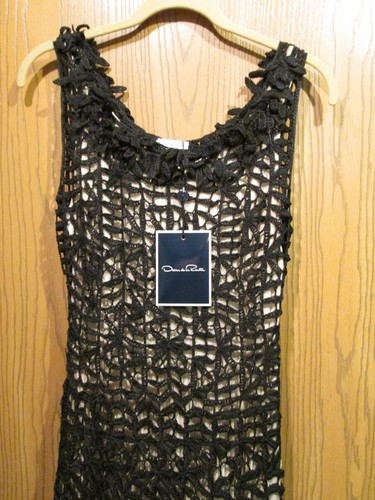 Oscar de la Renta Black Silk Mesh Sleeveless Dress Size S NEW - Picture 2 of 9