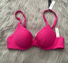 Victoria's Secret Nwt Pink Textured Underwire Icon Swim Bikini Top 32B