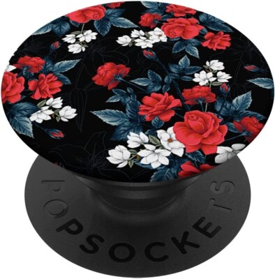 Trendy Floral Spring Red Flowers Seamless Pattern Girly PopSockets PopGrip 