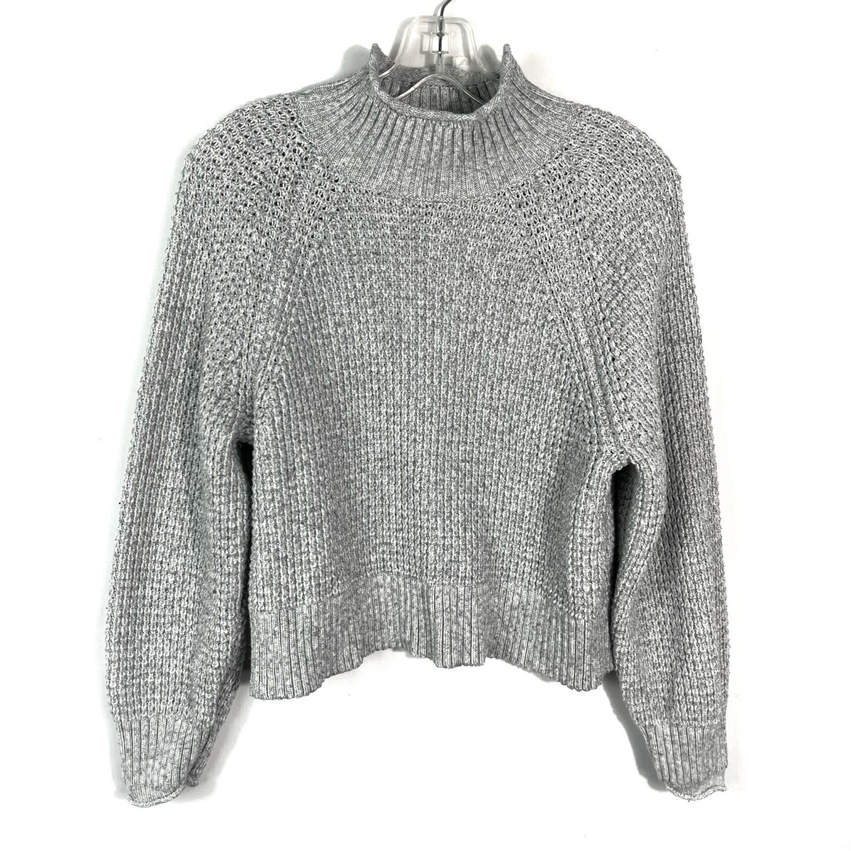 American Eagle Gray Chunky Knit High Turtle Neck Boxy Fit Sweater Medium M