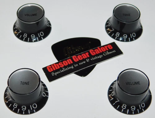 Les Paul Knobs Set Black Silver Top Hat Guitar Parts SG Custom ES Gibson Pick A