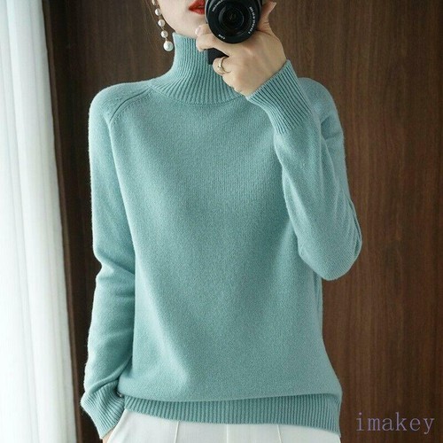 Damen Hoher Kragen Dünner Pullover Strickpullover Langarm Komfort Freizeit Tops - Bild 6 von 33