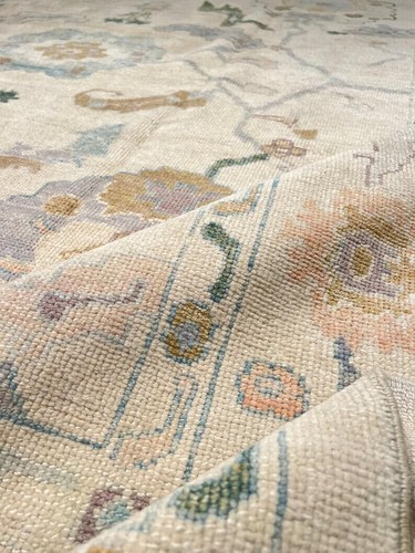 Beige Oushak Rug Floral Turkish Rug Hand-Knotted Rugs Home Decor Rug, Area Rug. - Picture 4 of 7