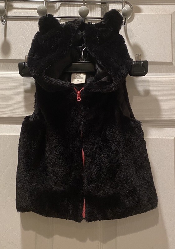 Girls 4T Black Best Fluffy Bear Hooded Jacket