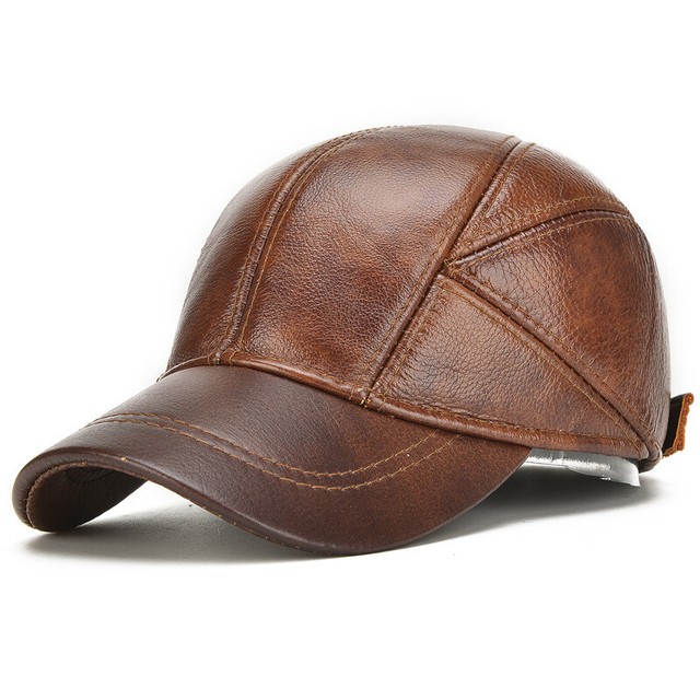 distressed leather baseball cap