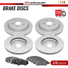 Front and Rear Drill Slot Brake Rotors & Ceramic Pads For 2010-2015 Chevy Camaro
