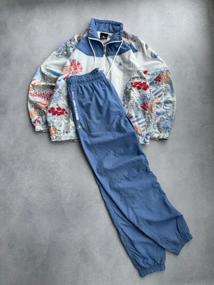 Vintage Le Coq Sportif Woman Floral 90s Tracksuit Set Track Jacket & Pants Sz M - Image 2 of 4