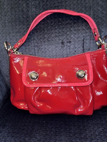 Coach Poppy One Shoulder Bag Patent Leather 2Way Red EUC - Picture 9 of 14