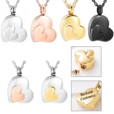 Personalize Heart Urn Pendant Necklace Cremation Ashes Keepsake Memorial Jewelry