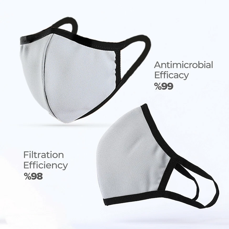 Silverion Antimicrobial Face Mask 3-Pack Cover Reusable Washable, Made in Turkey - Image 4 of 4