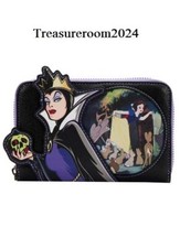 Cartera LOUNGEFLY Disney Blancanieves Reina Malvada Villanos Escenas Cremallera Alrededor ¡NUEVA!